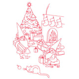 Gnome For The Holidays - Giving Gifts (Redwork)