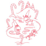 Gnome For The Holidays - Ice Skating (Redwork)