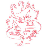 Gnome For The Holidays - Ice Skating (Redwork)