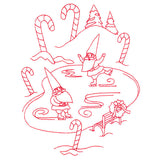 Gnome For The Holidays - Ice Skating (Redwork)