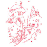 Gnome For The Holidays - Sledding (Redwork)