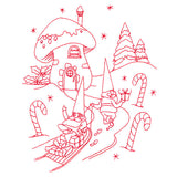 Gnome For The Holidays - Sledding (Redwork)
