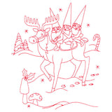 Gnome For The Holidays - Riding a Reindeer (Redwork)
