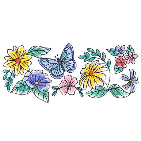 Sweet Butterfly and Blooms Border