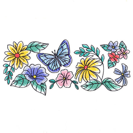 Sweet Butterfly and Blooms Border