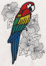 Macaw with Hibiscus (Blackwork)