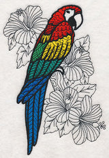 Macaw with Hibiscus (Blackwork)