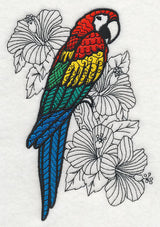 Macaw with Hibiscus (Blackwork)