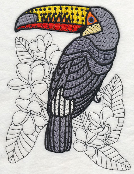Toucan with Frangipani (Blackwork)
