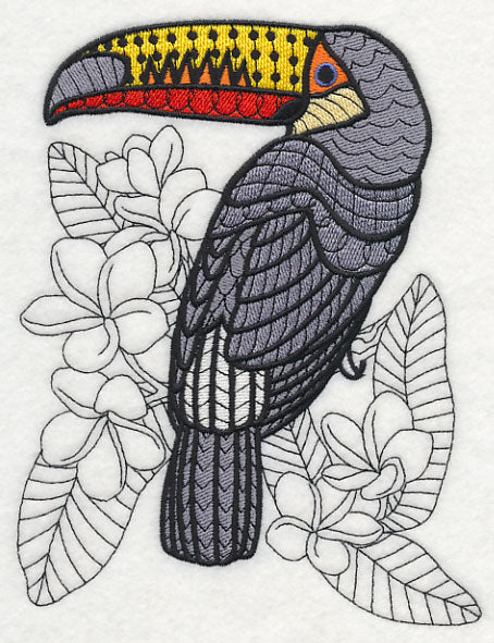 Toucan with Frangipani (Blackwork)