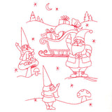 Gnome For The Holidays - Greeting Santa (Redwork)