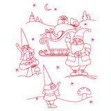 Gnome For The Holidays - Greeting Santa (Redwork)