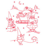 Gnome For The Holidays - Greeting Santa (Redwork)