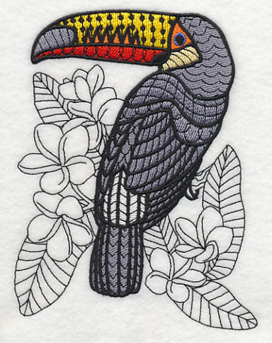 Toucan with Frangipani (Blackwork)