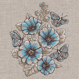 Lovely Hollyhock Bouquet and Butterflies