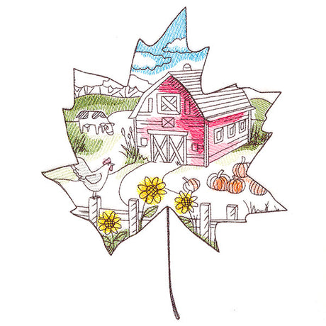 Autumn Countryside Barn Scene