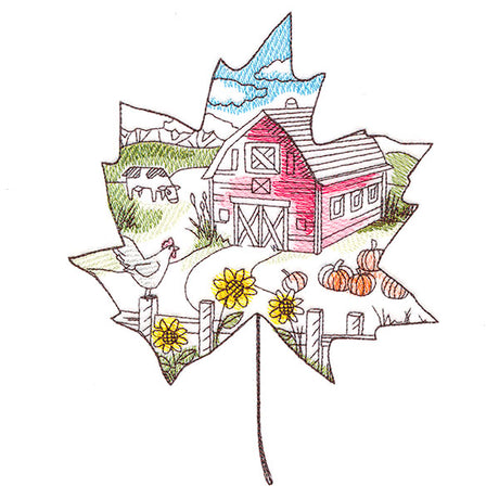 Autumn Countryside Barn Scene