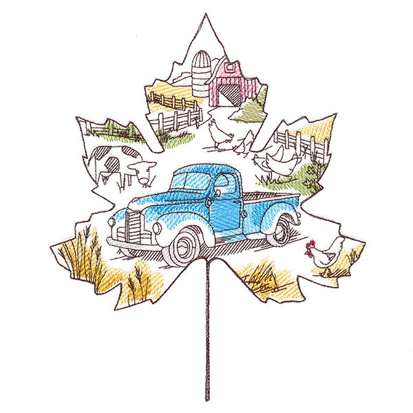 Autumn Countryside Retro Truck Scene