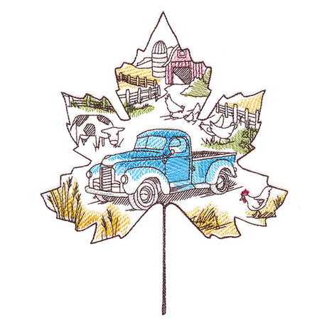 Autumn Countryside Retro Truck Scene