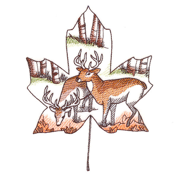 Autumn Woodland Deer Scene