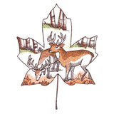 Autumn Woodland Deer Scene