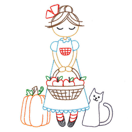 Sweet Fall Girl with Apples (Vintage)