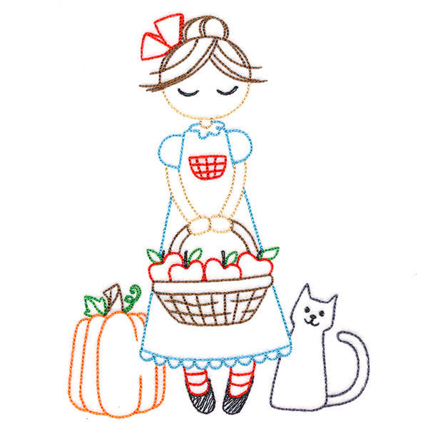 Sweet Fall Girl with Apples (Vintage)