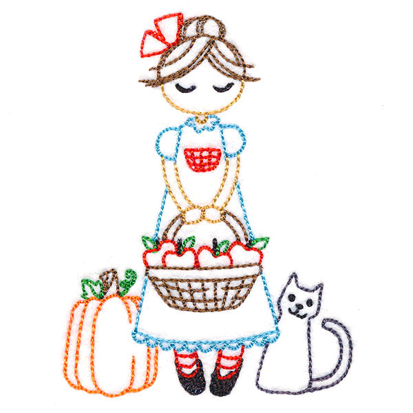 Sweet Fall Girl with Apples (Vintage)