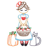 Sweet Fall Girl with Apples (Vintage)