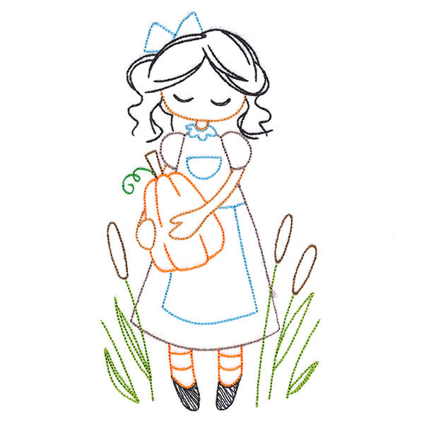 Sweet Fall Girl with Pumpkin (Vintage)