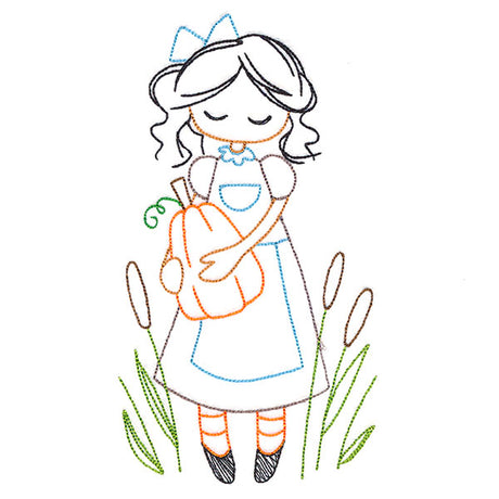 Sweet Fall Girl with Pumpkin (Vintage)