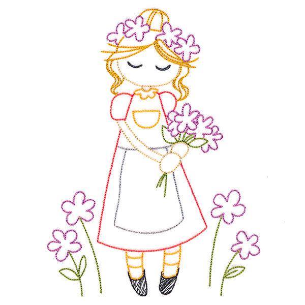 Sweet Fall Girl with Flowers (Vintage)