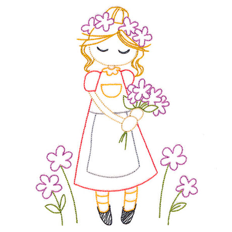 Sweet Fall Girl with Flowers (Vintage)