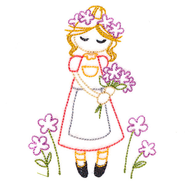 Sweet Fall Girl with Flowers (Vintage)