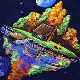 Moonlit Fall Cabin Scene