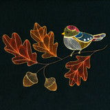 Autumn Treasures - Dazzling Bird and Oak Leaves