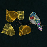 Autumn Treasures - Sparkling Bird and Birch Leaves