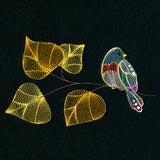 Autumn Treasures - Sparkling Bird and Birch Leaves