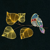 Autumn Treasures - Sparkling Bird and Birch Leaves