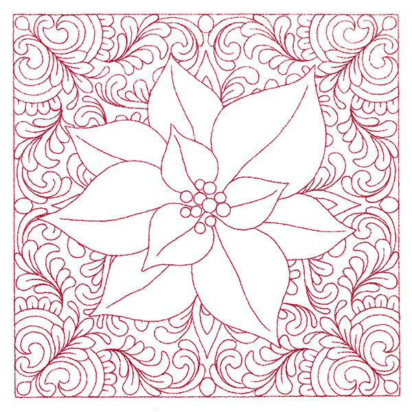 Christmas Charms Quilting Square - Poinsettia (Double Run)