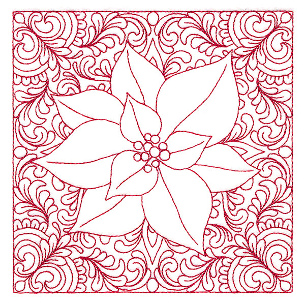 Christmas Charms Quilting Square - Poinsettia (Double Run)