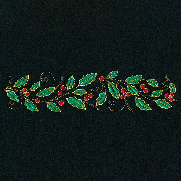 Glistening Holly and Berries Border