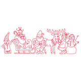 Festive Friends Border (Redwork)