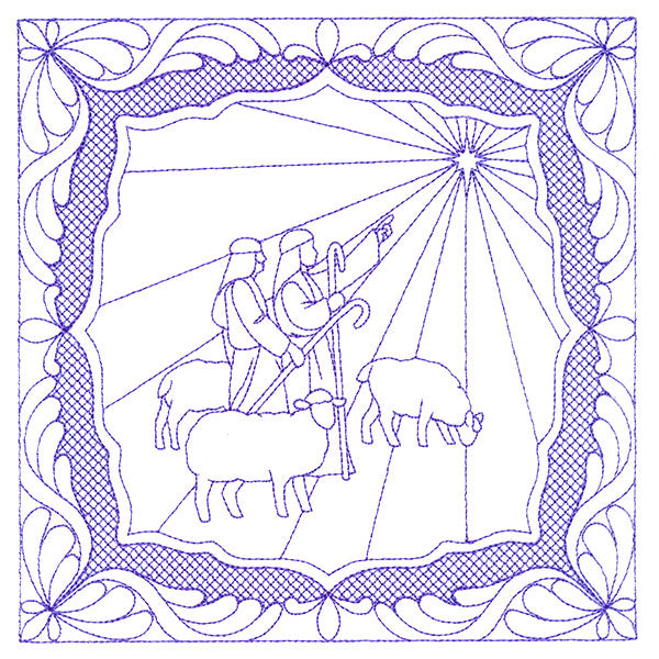 Night Divine Quilting Square - Shepherds (Double Run)