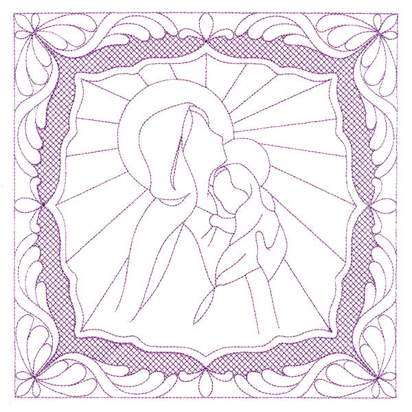 Night Divine Quilting Square - Mary and Jesus (Double Run)