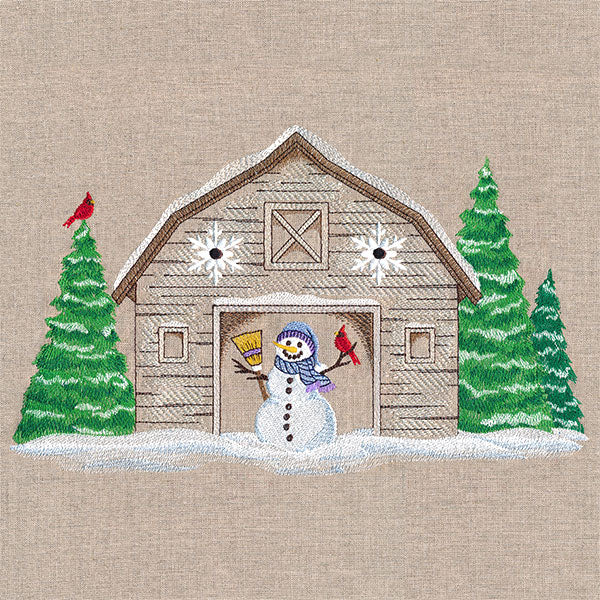 Snowy Winter Barn Scene