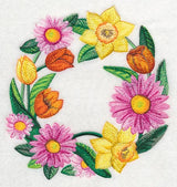 Bright Flower Wreath in Watercolor