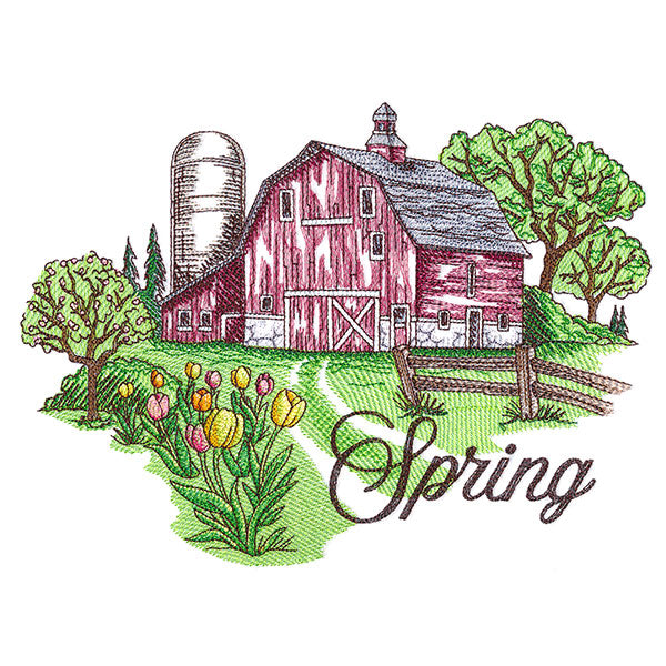 Spring in the Country Barn Scene