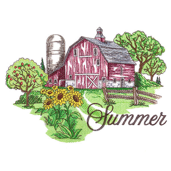 Summer in the Country Barn Scene