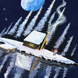 Moonlit Winter Cabin Scene